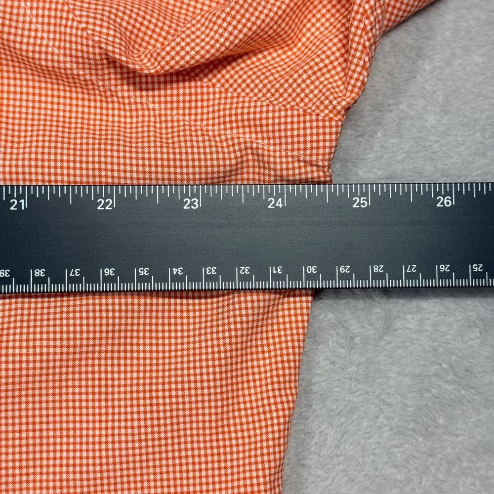 Ralph Lauren Classic Fit Gingham Button Down Shirt Orange White Men L - Picture 5 of 10